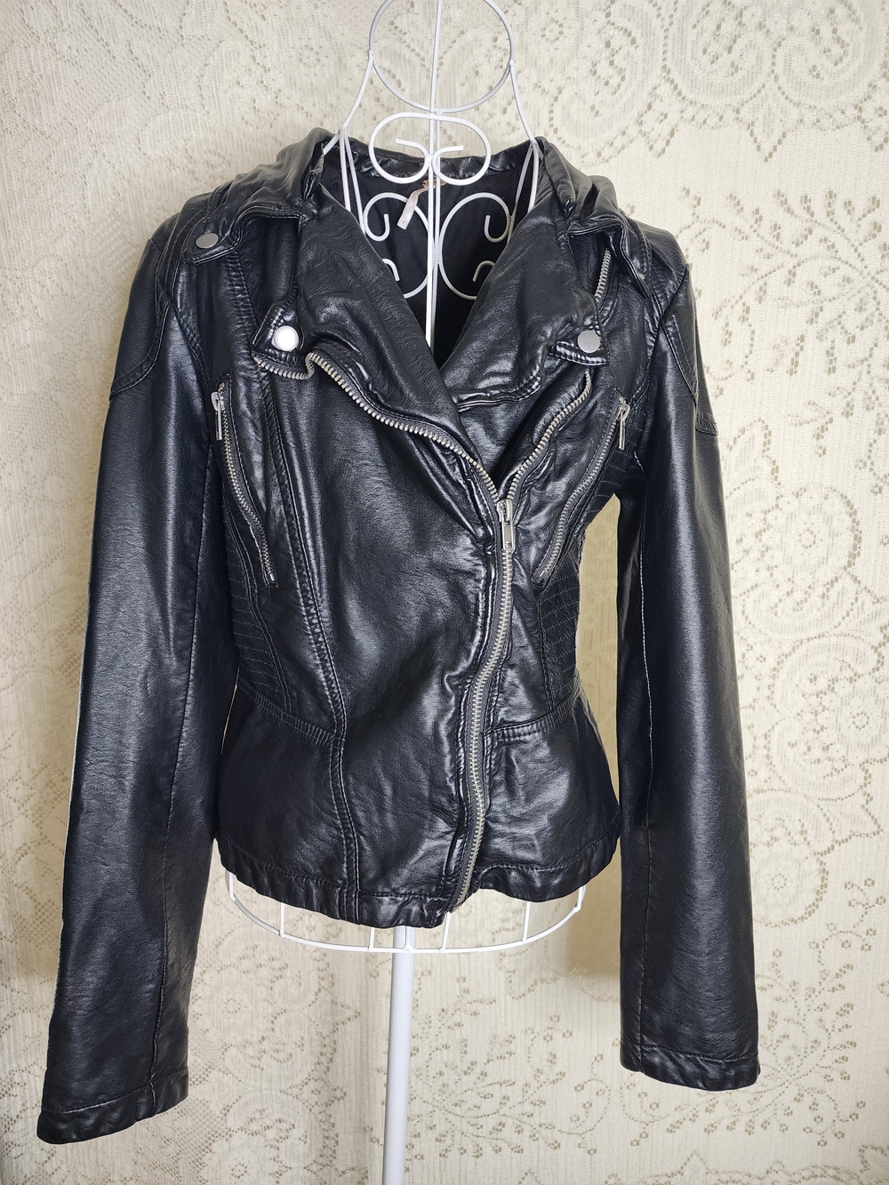 Free People asymmetrical vegan leather moto jacket